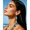 Watforsh Large Long Boho Silver Turquoise Teardrop Western Country Earrings