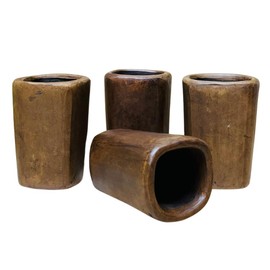 Set of 4 Liso Cuadrado Tequilero - Barro Café Oaxaca - Clay Shot Glasses - Guelaguetza Designs