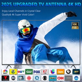 TV Antenna for Local Channels,Digital Antenna for Smart TV with 1900+ Miles Long Range,Antennas Indoor with Amplifier and Signal Booster, Portable HD Antenna Support 8K 4K 1080p TVs-30ft Coax Cable