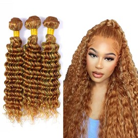 Highlight Human Hair Honey Blonde Deep Wave Bundles Human Hair P2730 Silky Soft Remy Hair Highlight Honey Blonde Hair Weave 24 26 28 inch