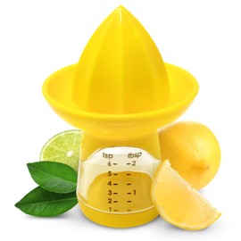 Joie Lemon and Lime Small Hand Juicer and Reamer, Built-In Measuring Cup, 1oz/30ml, Easy to Strain, Stores Leftover Juice, BPA-Free, Dishwasher Safe