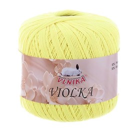 Violka Crochet Yarn 50 g Cotton Partially Recycled Classic Yarn Fillet Yarn Plain Colour: Light Yellow