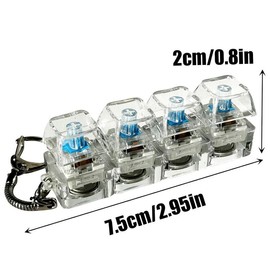 Stress-relieving toy mechanical keyboard, crystal keycaps with LED lights, transparent design, keyboard keychain:_Four keycaps