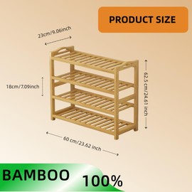 TALFEHR 3 Tier/4 Tier/5 Tier Wooden, Stackable Organizer for Entryway, Hallway，Multi-Function Combinations - Free Standing Shoe Racks for Convenient Shoe Organization (4 Tier), XJ1123