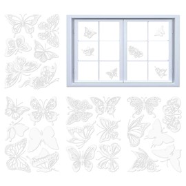 24 Pcs Window Stickers Large Size Butterfly Anti Collision Window Clings Translucent Alert Bird Window Decal Prevent People and Bird Strikes on Window Glass