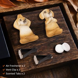 Colomix Car Vent Clip Air Freshener, Car Scents Diffuser, Cute Car Decorations Accessories, Automotive Air Fresheners for Cars, 2 Pieces- Funny Yoga Dog Design, Scented Tabs Included