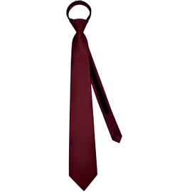 Branduce Maroon Tie Solid Satin Ties for Men Pre-tied Adjustable Zipper Necktie for Wedding Business (TA17-32)