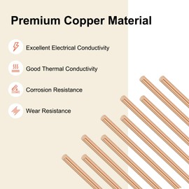 M METERXITY 10-Pack Copper Round Rod 3mm Dia. 11.81 Inch Length T2 Stock Solid Copper Rod Lathe Bar for Metal Crafts DIY/Gardening/Industry/Decoration Pure Tube