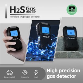 H2S Monitor Clip Single Gas H2S Detector Portable Hydrogen Sulfide Detector Gas Leak Detectors with Buzzer and Red Indicator Alarm Clip on 0~100ppm H2S Gas Detector