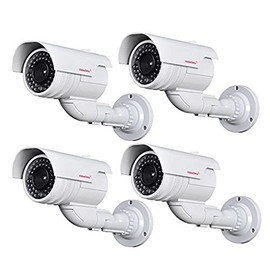 VideoSecu 4 Pack Dummy Bullet Security Cameras Fake CCTV Surveillance Imitation IR Infrared LEDs with Flashing Light DMYIRV2 MDC