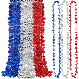 Bucherry 72 Pcs 4th of July Necklaces Bulk Patriotic Bead Red White Blue Necklaces Accessories for Patriotic Independent Day Party Favors Costume Decorations