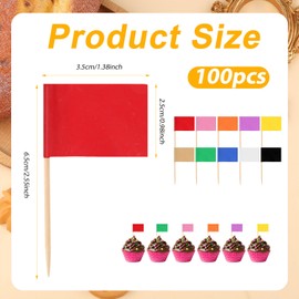 100pcs Colorful Blank Toothpick Flags, 10 Colors Rectangle Toothpicks Flag Solid Color Toothpick Flag Food Labels Toothpick Flags for Parties Buffet Cupcake Appetizers Decor