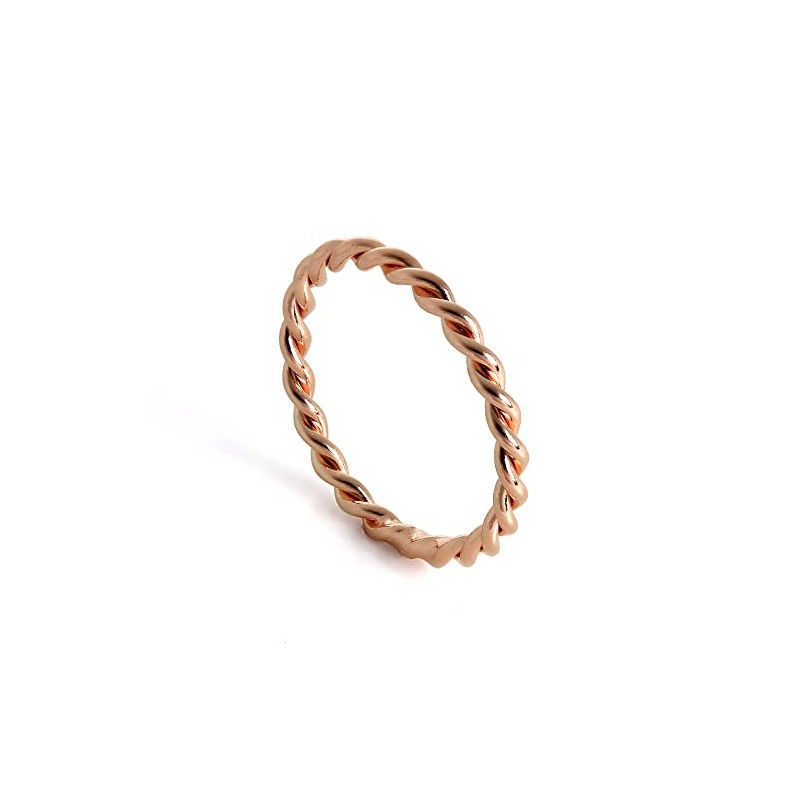 Rose Gold Dipped Sterling Silver Twisted Rope Stacking Ring Size