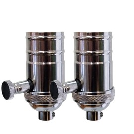 Royal Designs Vintage Full Range Dimmer Turn Knob Lamp Socket, Polished Nickel, Set of 2