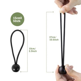 Tensioning Straps with Ball Tarpaulin Tensioner Rubber Tensioner Tent Rubbers - 15 cm Pack of 50 Tarpaulin Tensioners Tensioners with Ball Expander Loops Rubber Loops for Tarpaulin Tent Banner Net