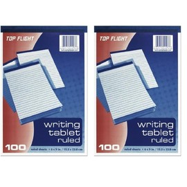 Top Flight Writing Tablet, White, 100 Sheets (Pack of 2)
