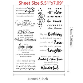 DIYology Happy Birthday Sentiment Clear Stamps for Card Making Birthday Verses Rubber Stamps Seal Birthday Greeting Words for Scrapbooking Photo Album and Other Paper Crafts Decoration