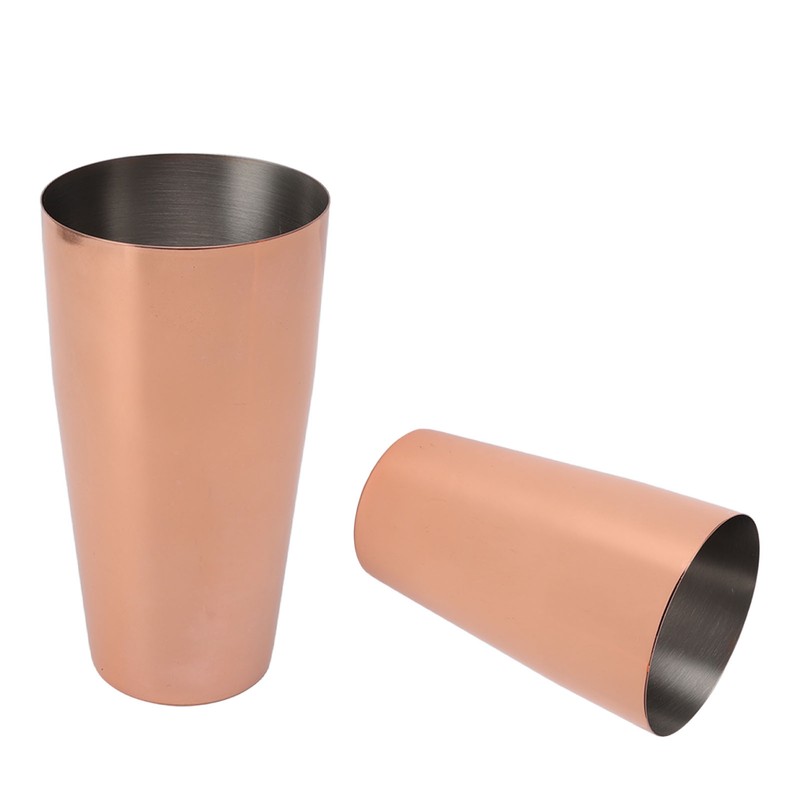 Boston Cocktail Shaker Stainless Steel Rose Gold Glossy Surfaces Leakproof