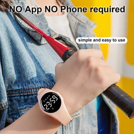 Kids Pedometer Fitness Watch Without App/Bluetooth, Rechargeable Sports Watch with 21-Day Battery Life, IP68 Waterproof Watch with Alarm Clock Timer Step/Distance/Calorie Counter for Kid Boys Girls