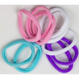 Mototrendz® 10 pcs Large Thick Stretchy Soft Hair Bobbles Girls Ponytail Holders Hair Elastics Super Soft Fabric Hair Ties Endless Snag Free Ponies for Girls Women Thick Hair (Assorted Pastel Mix)