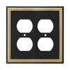Pearled Frame Decorative Wall Plate Switch Plate Outlet Cover (Double
