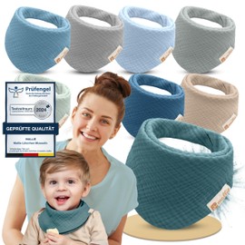 Mallie® Muslin Baby Bibs Set of 8 | As Bibs, Triangular Scarf Baby or Baby Bibs | As Muslin Neckerchief Baby, Muslin Scarves Baby and Baby Bibs | Drool Bibs Baby and Neckerchiefs Baby, Winter lake