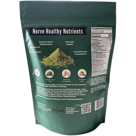 The Nerve Brand Superfood Neuropathy Greens Blend Nerve Formula Con Ácido R Alfa Lipoico, Melena De Leones, Mezcla Antioxidante Superfood, 30 Porciones Diarias