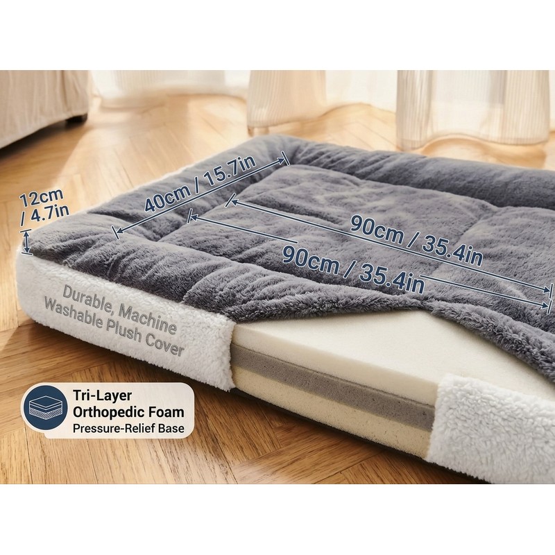 Plush Dog Bed for Crates and Floor Lounging – Soft,