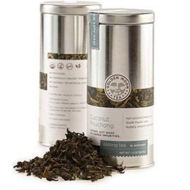 Golden Moon Tea Coconut Pouchong Green Tea - Loose Leaf, Non GMO - Travel Tin (16 Servings)