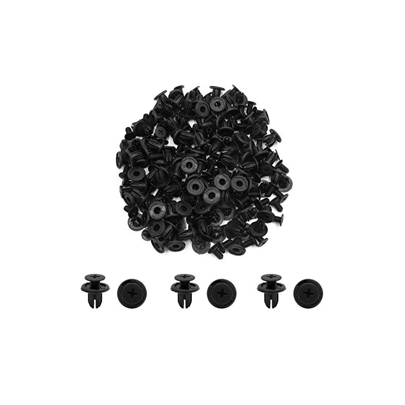 sourcing map 100 Pieces Car Plastic Rivets Black Boot Door