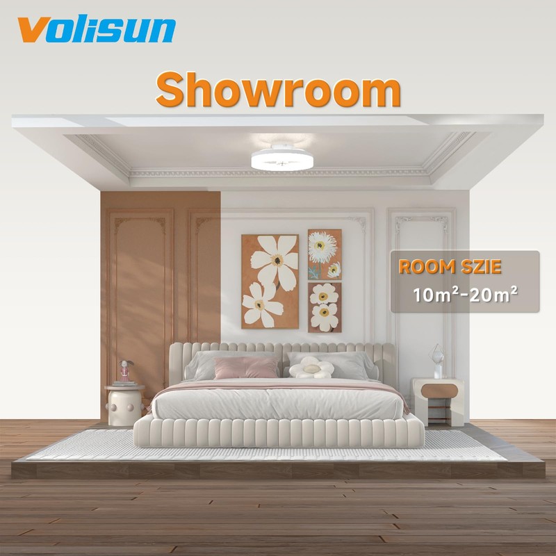 VOLISUN Low Profile Ceiling Fans with Lights and Remote,15.7in Modern