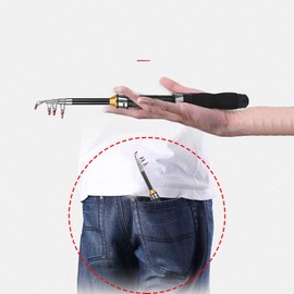 Travel Fishing Rod, Portable Mini Pocket Stainless Steel Fishing Rod for Bait, Carp, Pike, Sea Fishing (1m)