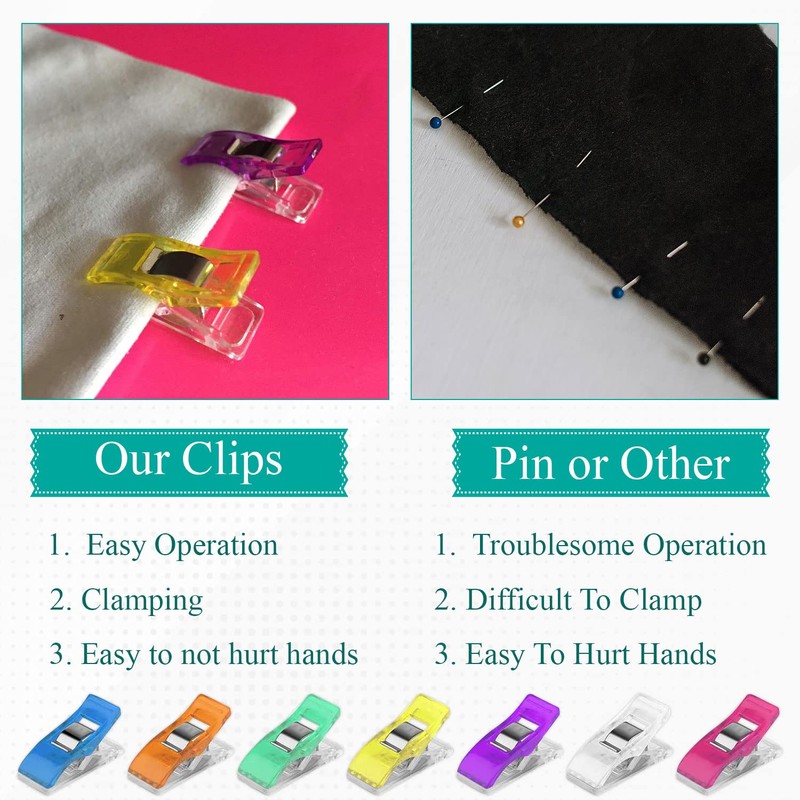 Trimming Shop 50pcs Plastic Sewing Clips for Quilting, Crafting, Multipurpose
