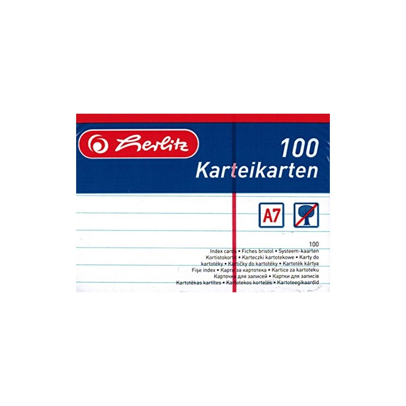 Herlitz 1150507 Index Cards A5 Pack of 100 White
