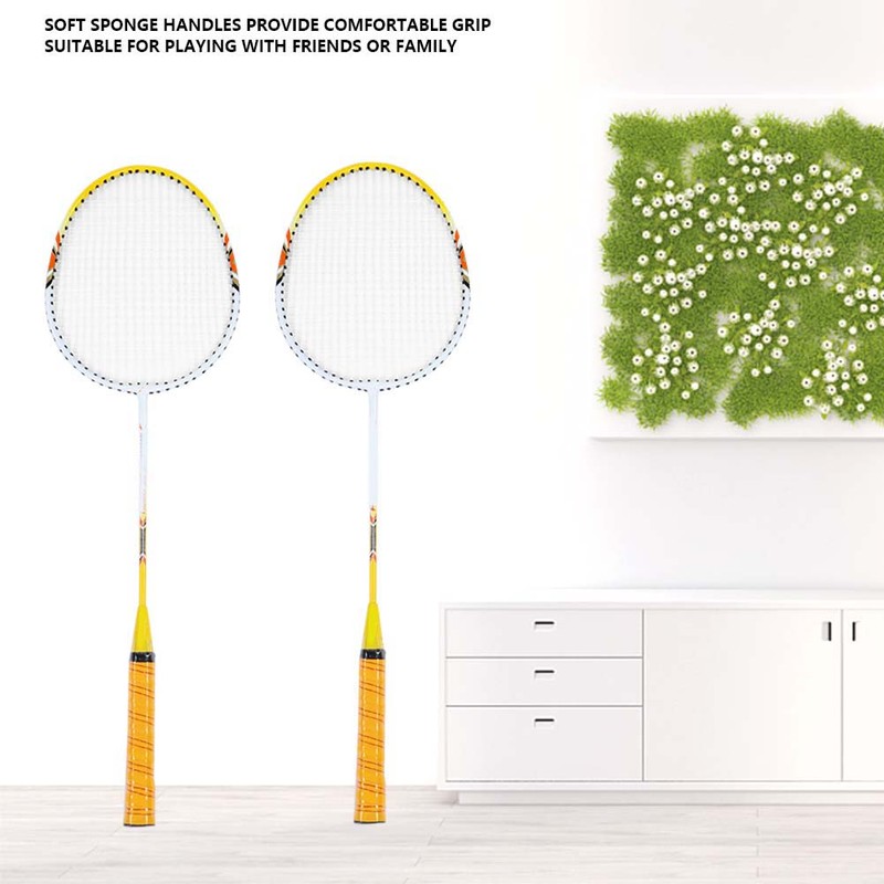 1 Pair Badminton Racket Set Lightweight Training Racquets With Bag