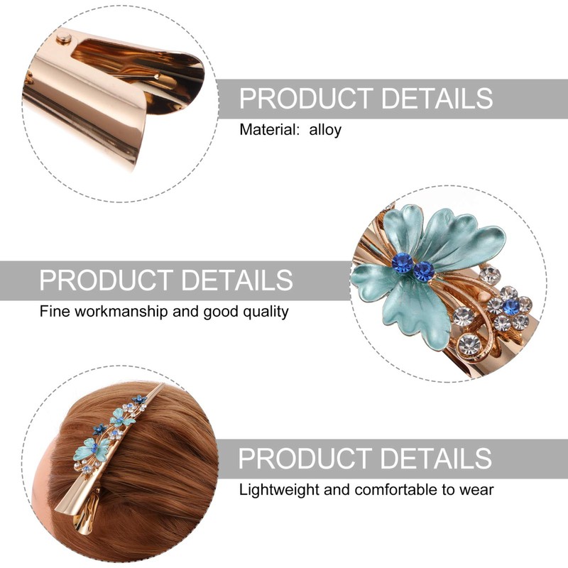 KALLORY Alligator Hair Clips Retro Flower Hair Barrettes Metal Large