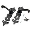 Merriway BH01855 Black Antique Fleur-de-Lys Design Lever Lock Door Handles,