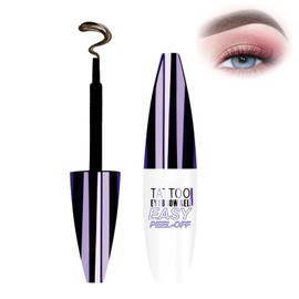 Peel Off Eyebrow Gel, Tattoo Eyebrow Gel Easy Peel Off-Long-lasting Natural Color Up to 3 Days, Waterproof Eyebrow Tattoo for Women, Easy Application for Fuller & Defined Looking Brows, Grey Brown