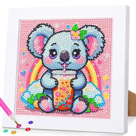 SuanFA Diamond Painting Kits for Adults with Wooden Frame,Koala Diamond Art for Kids Ages 4-8,6x6 inch Canvas Animal Small Diamond Painting for Decor and Gift (Includes Colorful Box)