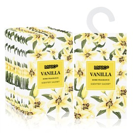 MYARO Vanilla Scented Sachets for Drawer and Closet, 12 Pcs Sachets Bags Long-Lasting Air Freshener Fresh Scents, Hanging Potpourri Bags Home Fragrance for Lover