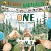Aposwow Happy One Camper Birthday Decorations, 53 PCS Camping Bday