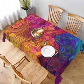 LoLo UoUo Chaotic Waves Table Cloth 60x84 Inch Abstract African Rainbow Chaotic Wave Outdoor Waterproof Tablecloth Rectangle for Party Picnic Home Dinner Decor