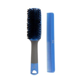 Goody Straight Talk Styler Hair Brush and Comb Set, Blue/Grey (Pack of 3)