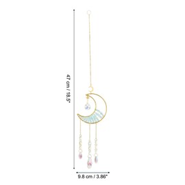 PATIKIL Moon Suncatcher, Aquamarine Crystal Sun Catcher Hanging Prism Wind Chimes for Indoor/Outdoor Window Home Car Garden Wedding Birthday Party Decor, Blue
