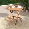Tangkula Patio Folding Side Table, Teak Wood Round End Table