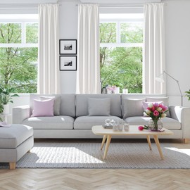 AZRMT Extra Wide Linen Curtains 100 x 120 Inches Long 2 Panels Set, Rod Pocket/Back Tab/Pleat Tape Window Drapes for Country Villa Bedroom Living Room Divider Patio Sliding Glass Door Farmhouse, White