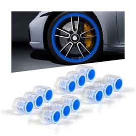 Sandfren 12PCS Car Tire Valve Stem Caps, Luminous Corrosion Resistant Auto Wheel Air Valve Covers, Glow in The Dark Vehicle Exterior Decor Accessories, Universal for SUV Sedan Motorcycle (Blue)