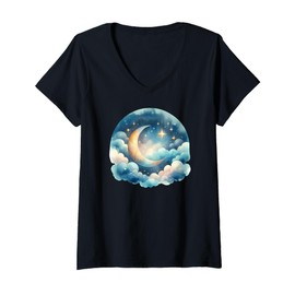 Womens Cosmic Starlight Celestial Art V-Neck T-Shirt