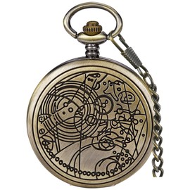 Tiong Nostalgia Retro Dr. Who Quartz Pocket Watch with Chain Gifts for Womens Mens