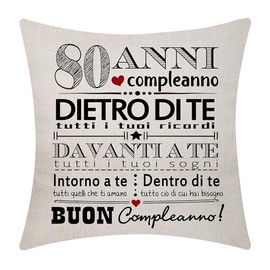 Aocaso 80th Birthday Gift for Women Men Cushion Covers for 80 Years 80th Birthday Happy Birthday Inspirational Cushion Covers for Wife Husband Mum Dad Grandma Grandpa Sister Brother